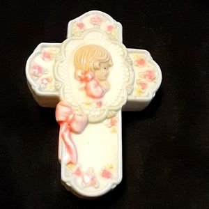 Baby girl religious cross ceramic night light